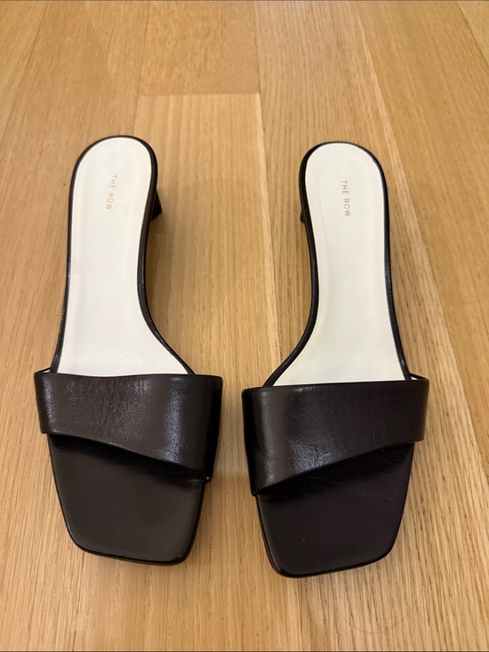 The Row Shoes - The Row Black Leather Square Slide Mules - New in Box